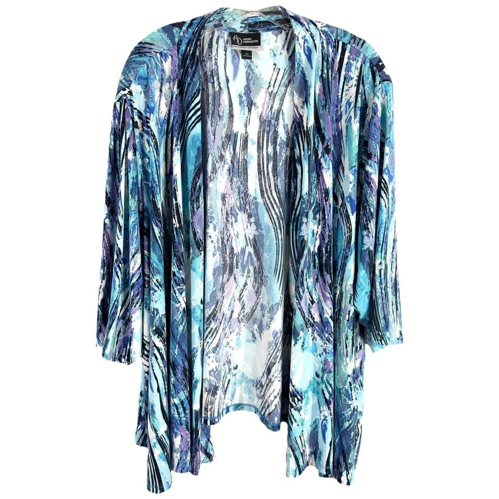 Catherines Added Dimensions Plus Size 34W 36W‎ Shrug 5X Cardigan Open Blue 1622